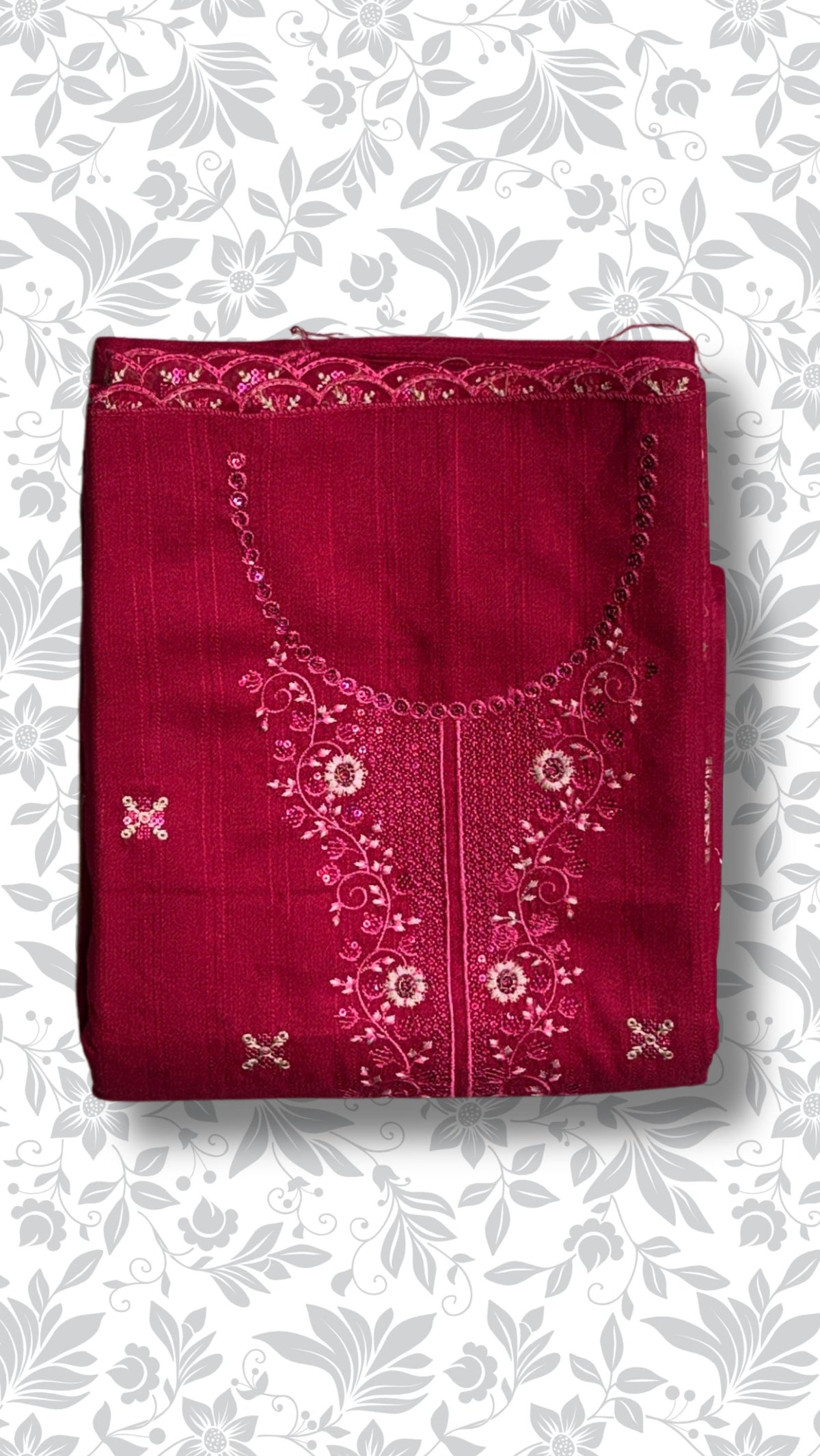 Embroidery dhanak dress shocking pink folded winter partywear collection unstitched PWT013 Pakistan

