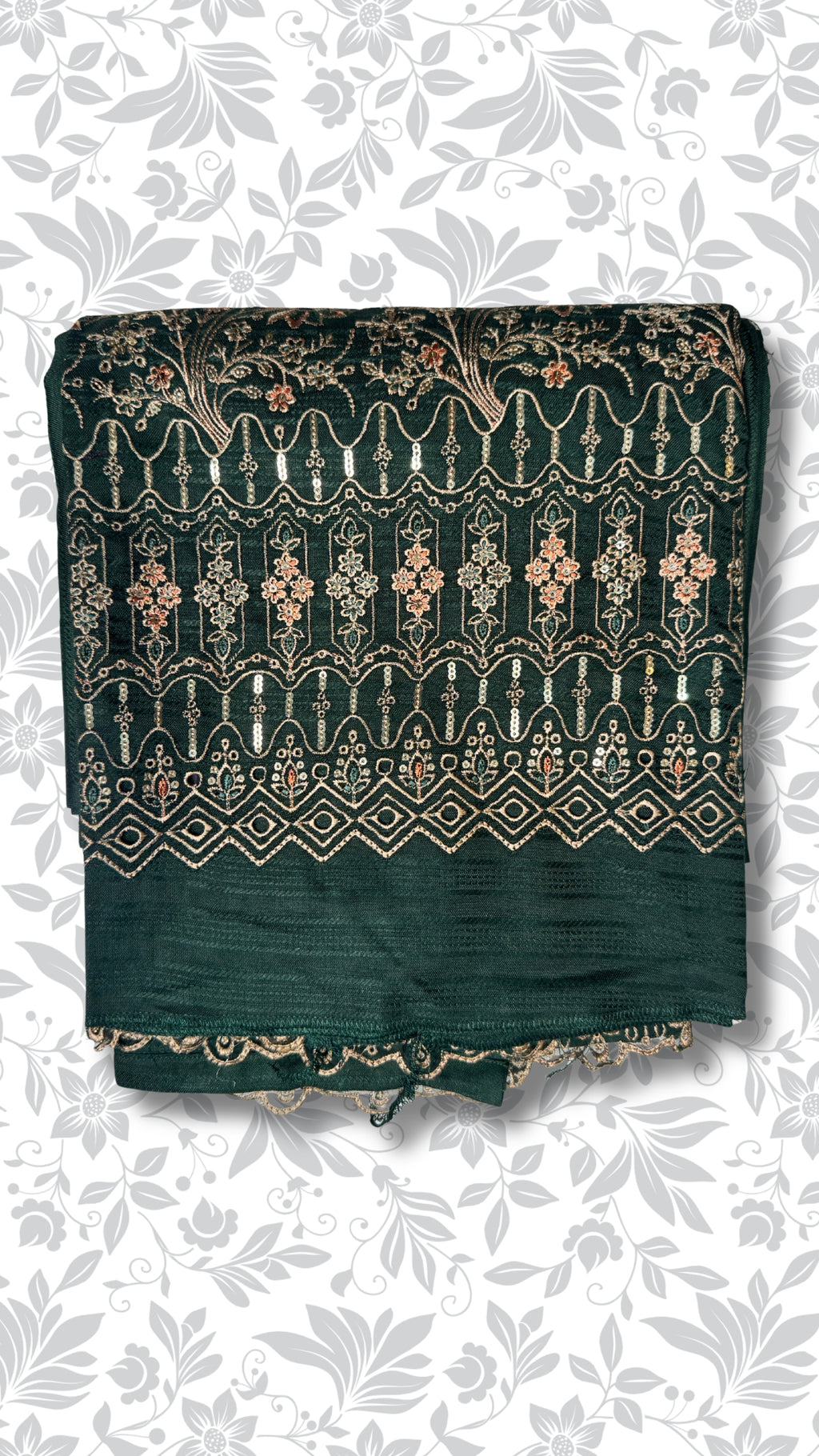 Bottle green dhanak back embroidery suit winter collection 4pcs PWT011 Pakistan
