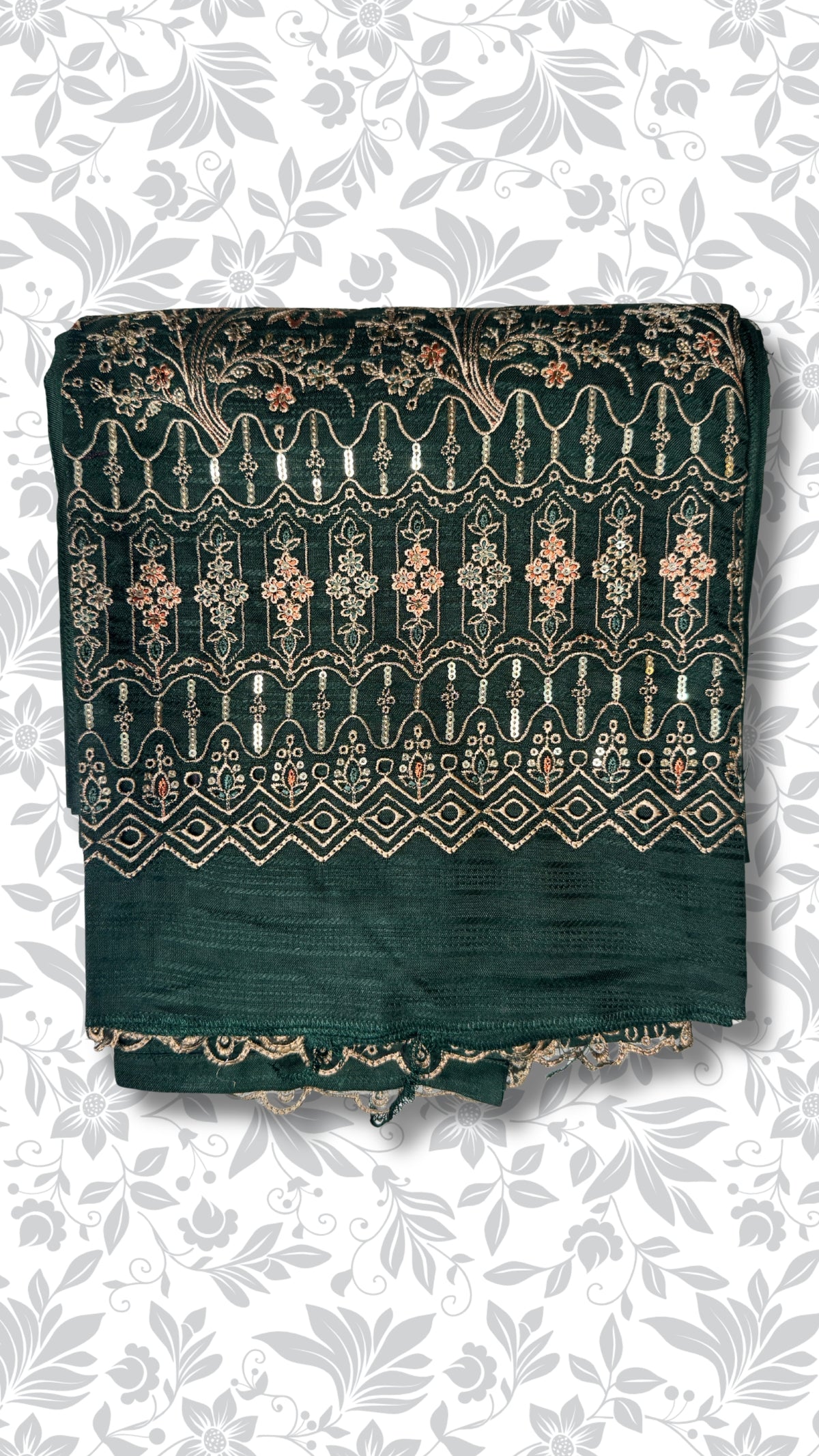 Bottle green dhanak back embroidery suit winter collection 4pcs PWT011 Pakistan
