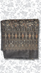 Embroidery dhanak suit light grey winter partywear unstitched 4pcs PWT011 Pakistan
