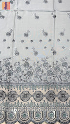Embroidery organza suit light grey front back work winter partywear unstitched PWT012 Pakistan

