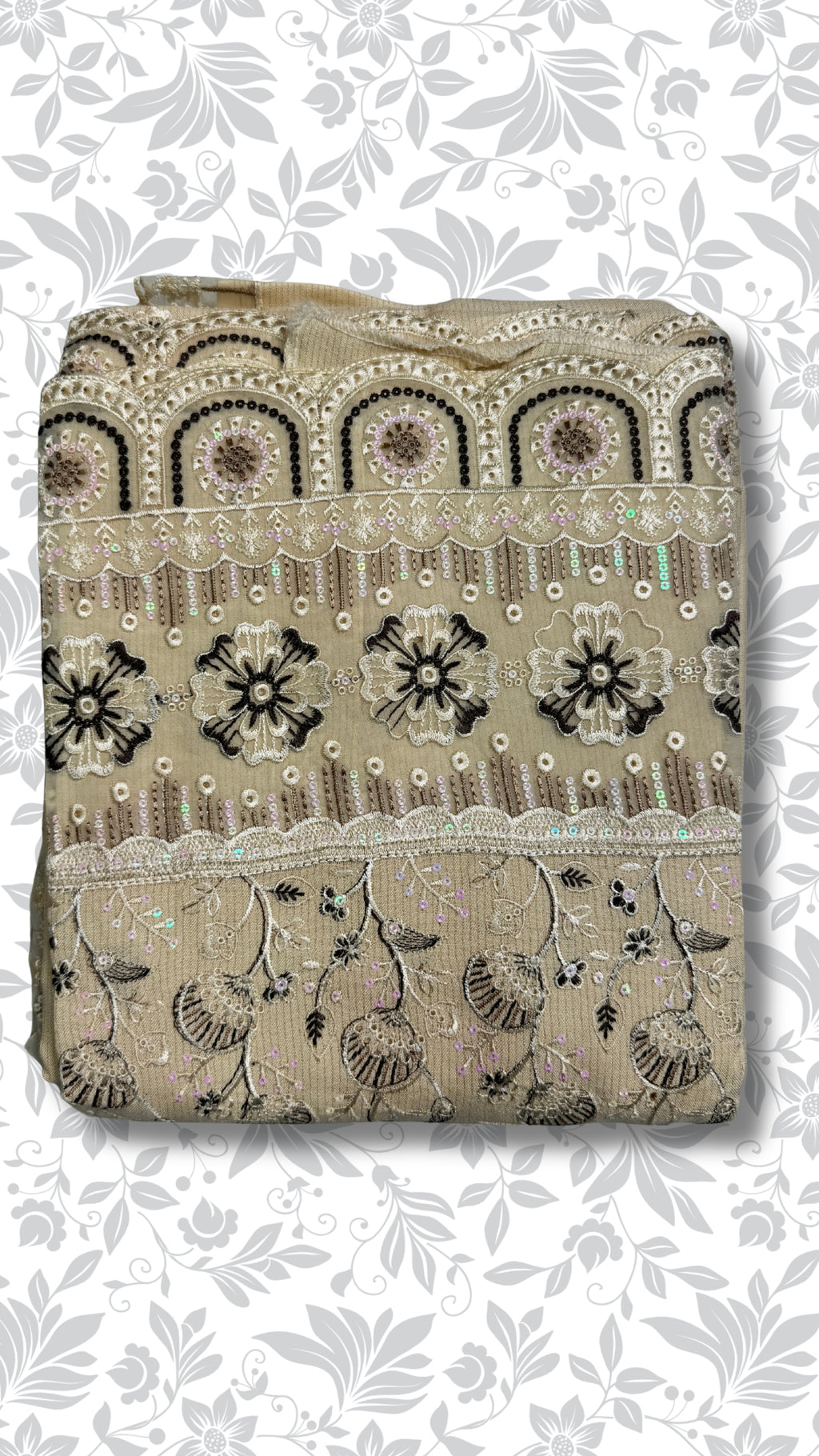 Embroidery organza suit skin gold folded winter partywear unstitched PWT012 Pakistan
