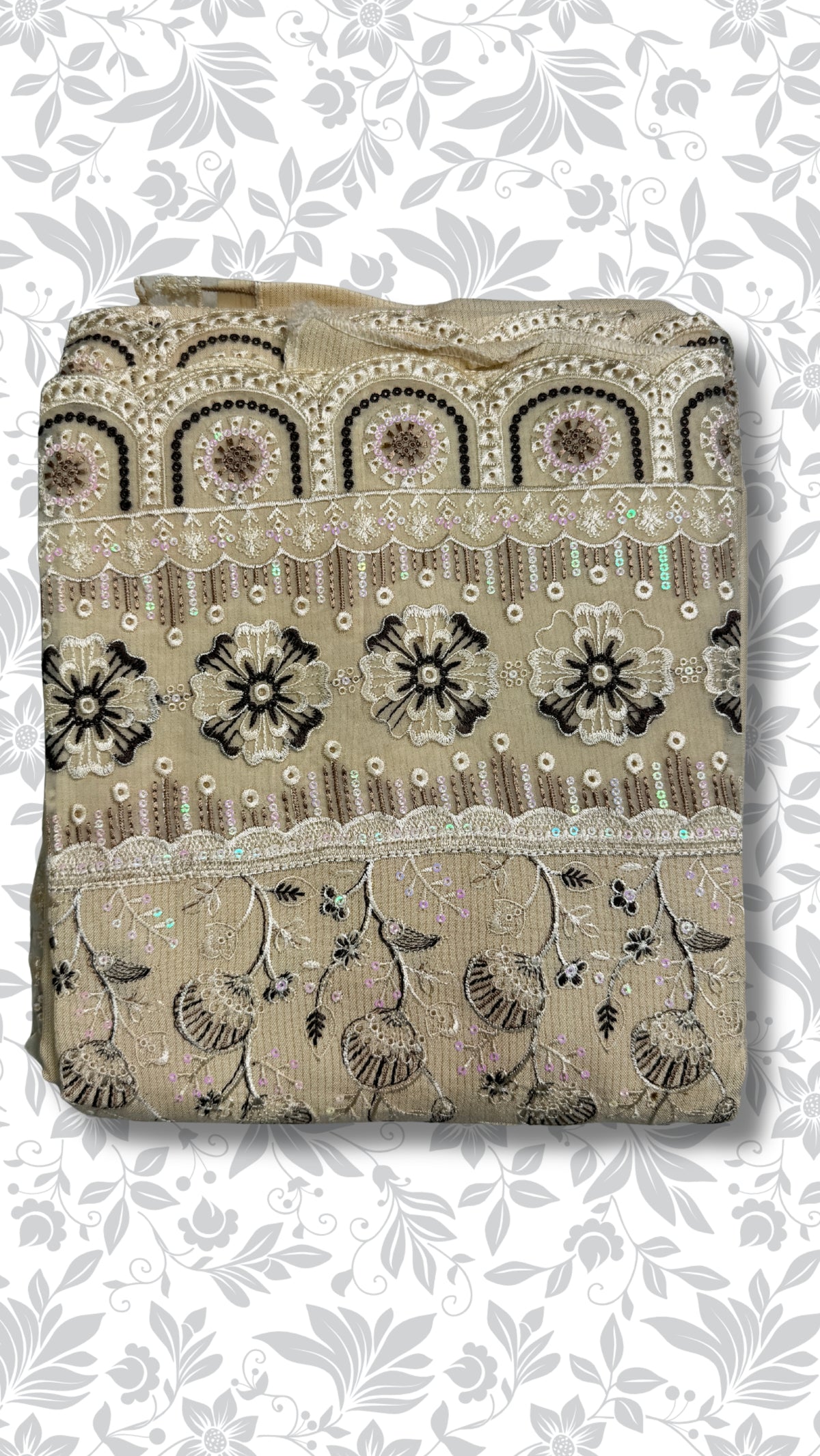 Embroidery organza suit skin gold folded winter partywear unstitched PWT012 Pakistan
