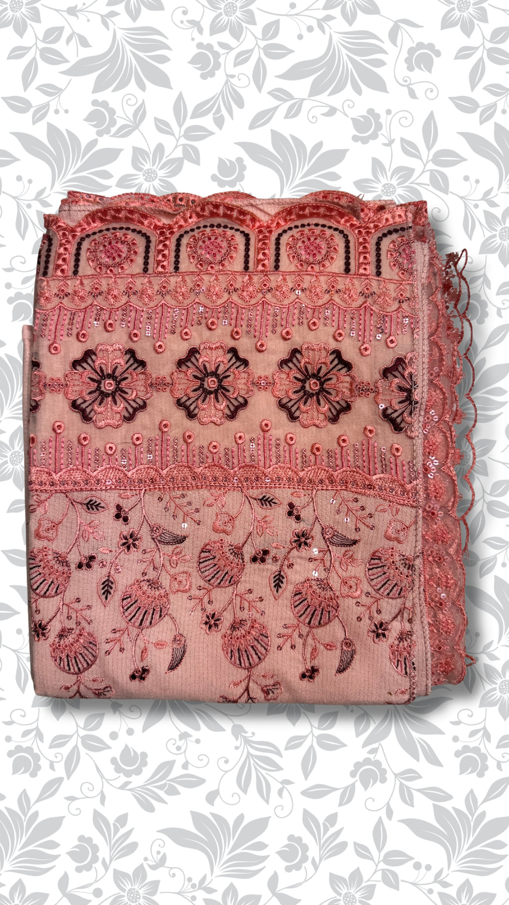 Embroidery organza suit tea pink folded winter partywear collection unstitched PWT012 Pakistan
