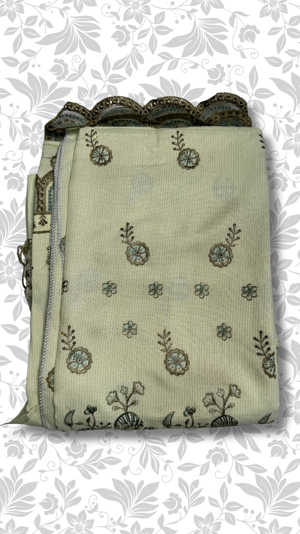 Embroidery organza suit pista folded winter collection partywear unstitched PWT012 Pakistan
