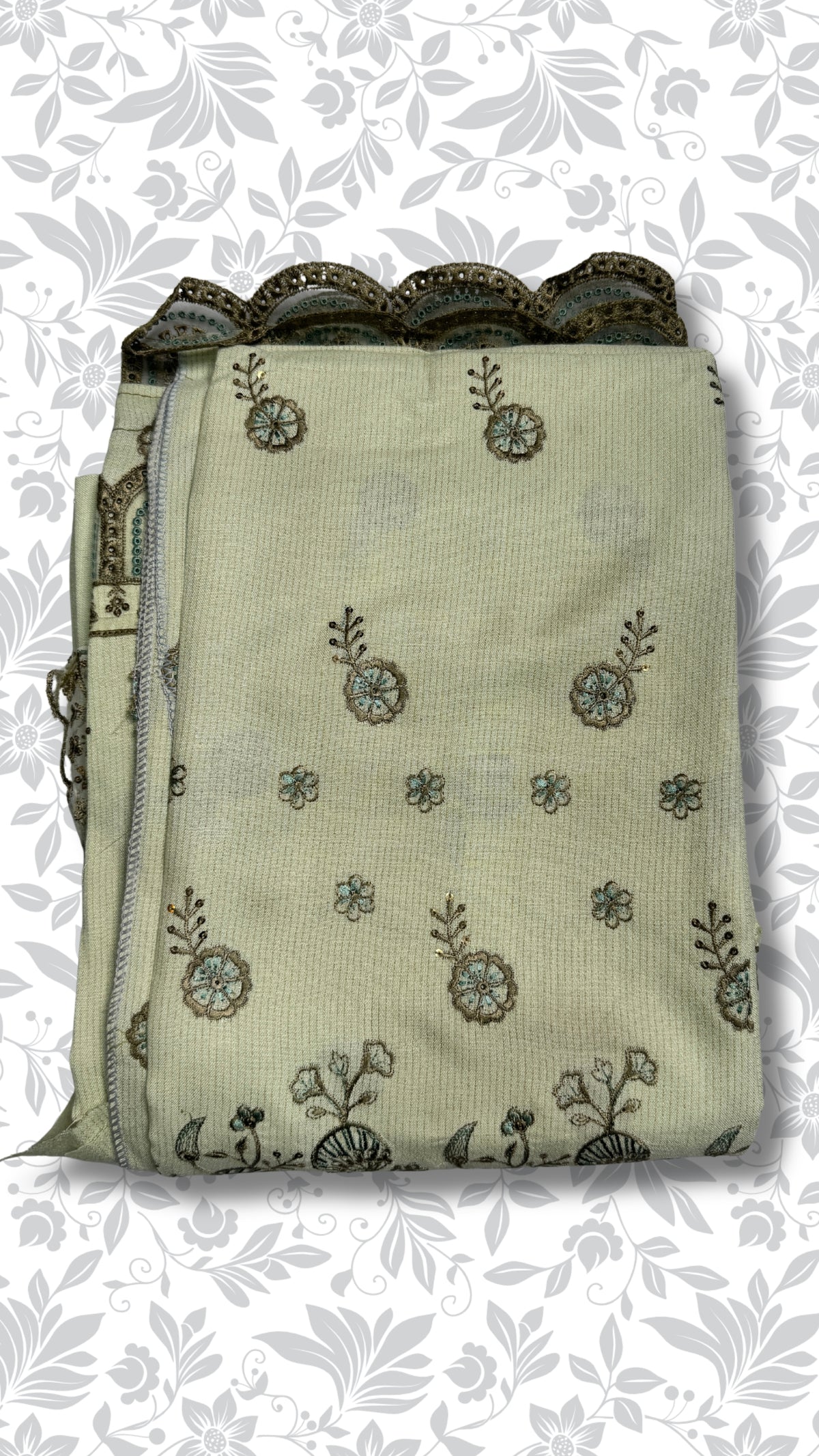 Embroidery organza suit pista folded winter collection partywear unstitched PWT012 Pakistan
