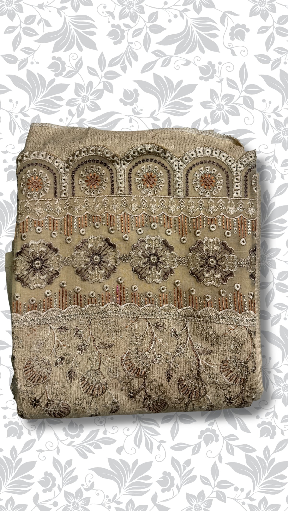 Embroidery organza suit skin gold folded winter partywear unstitched PWT012 Pakistan
