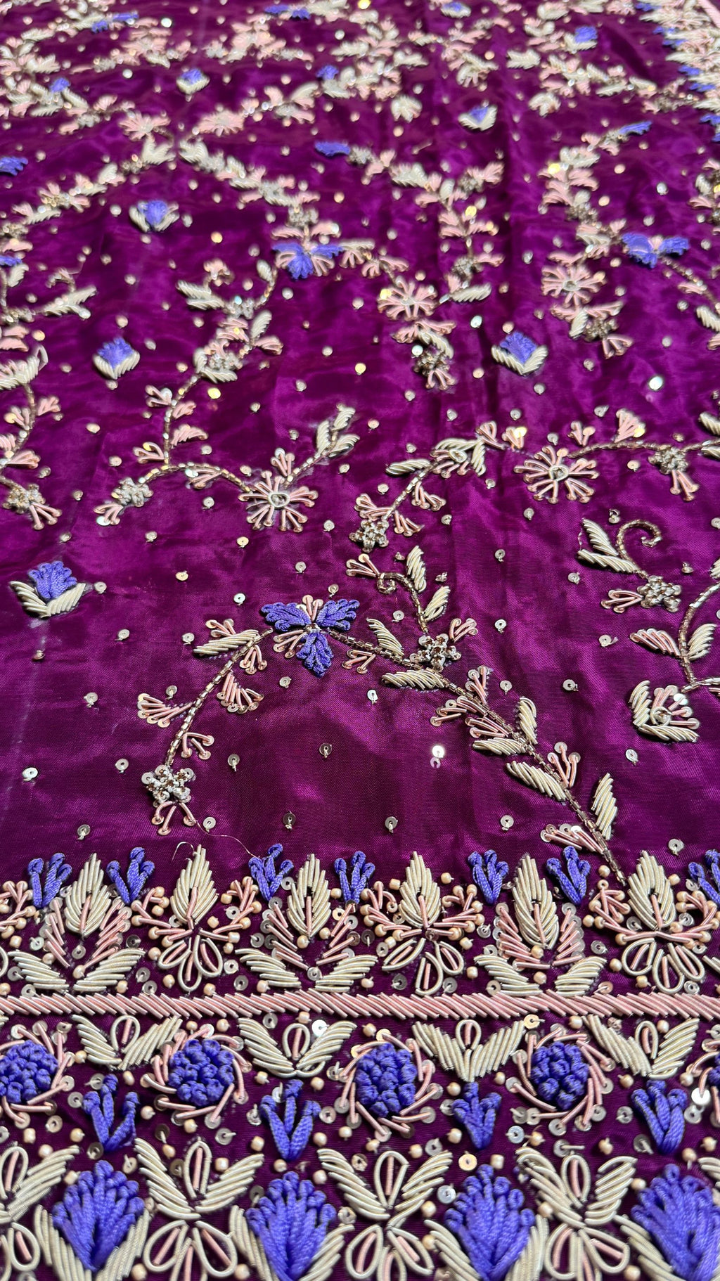 Fancy hand made dress PW045 Marjanda dabka detail – heavy hand embroidery tissue silk fancy party dresses for women unstitched suit Pakistan
