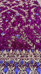 Fancy hand made dress PW045 Marjanda dabka detail – heavy hand embroidery tissue silk fancy party dresses for women unstitched suit Pakistan
