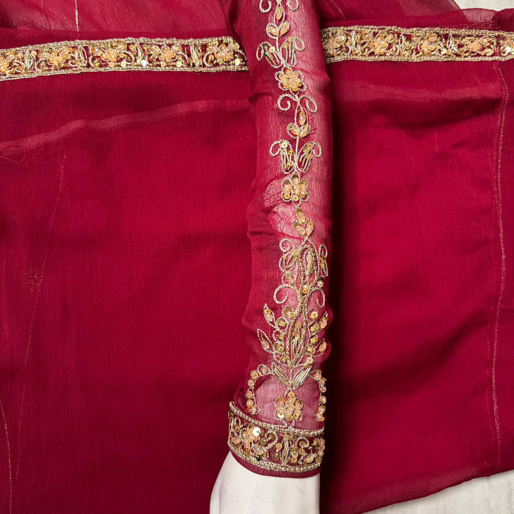 SLEEVES hand work shirt with tilla kora and jewelry crystal embroidery 