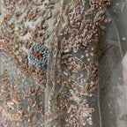 Bridal maxi for nikkah BM014 maxi back view – ice blue net with kora nakshi pearls sequin embroidery and light border Pakistan
