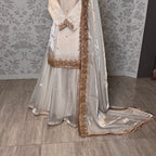 Party Wear Hand Work 4pcs Unstitched Nikah Suit Off-White - PW032