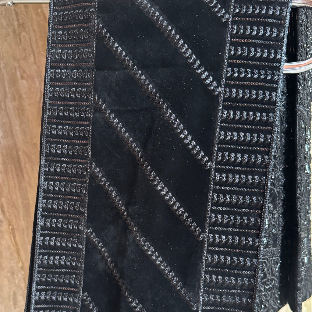 sherwani shawl black Raw silk – complete sherwani for men set by The Akbar Mall
