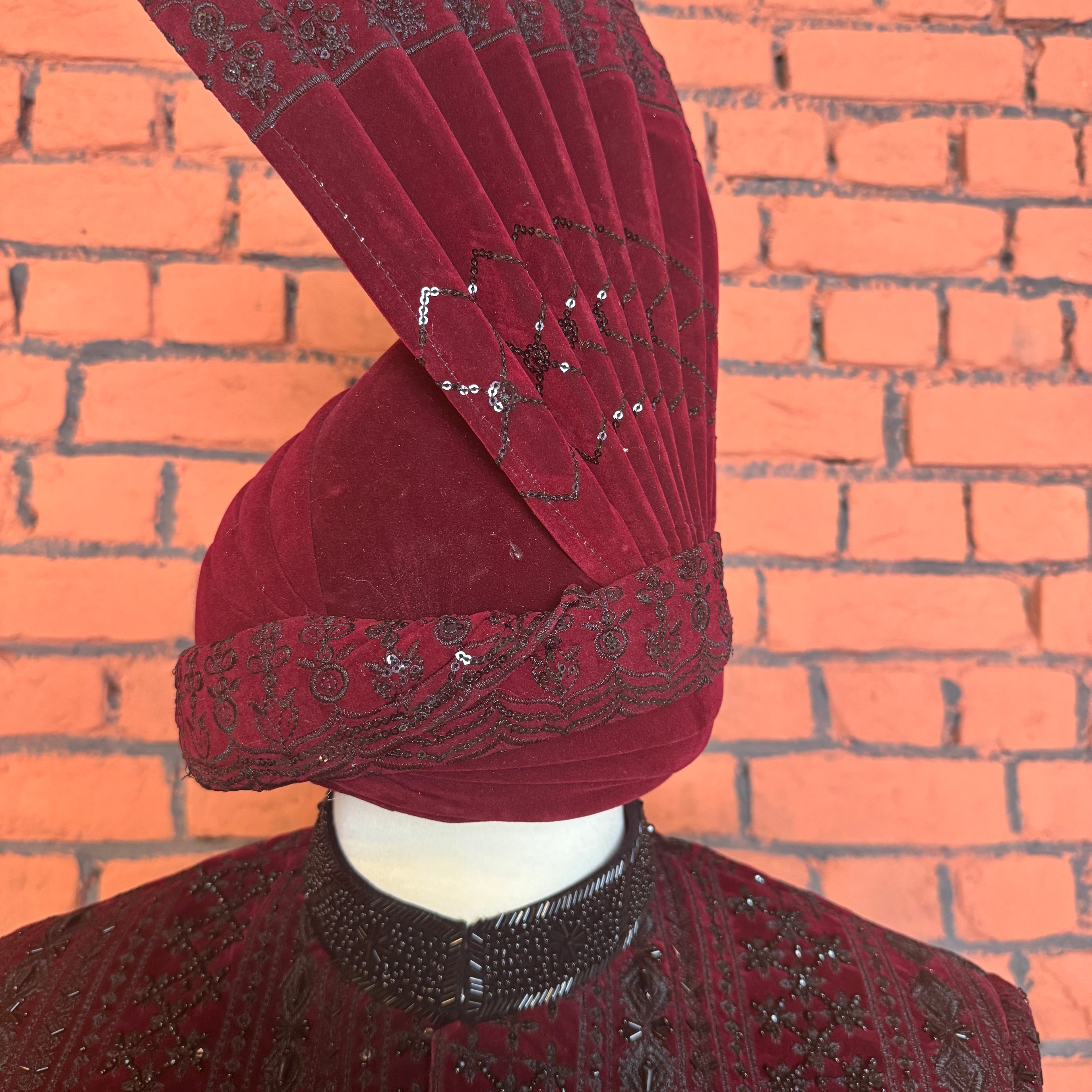 sherwani kulla maroon – traditional cap for sherwani for men wedding
