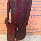 sherwani for men maroon collar and neckline embroidery detail
