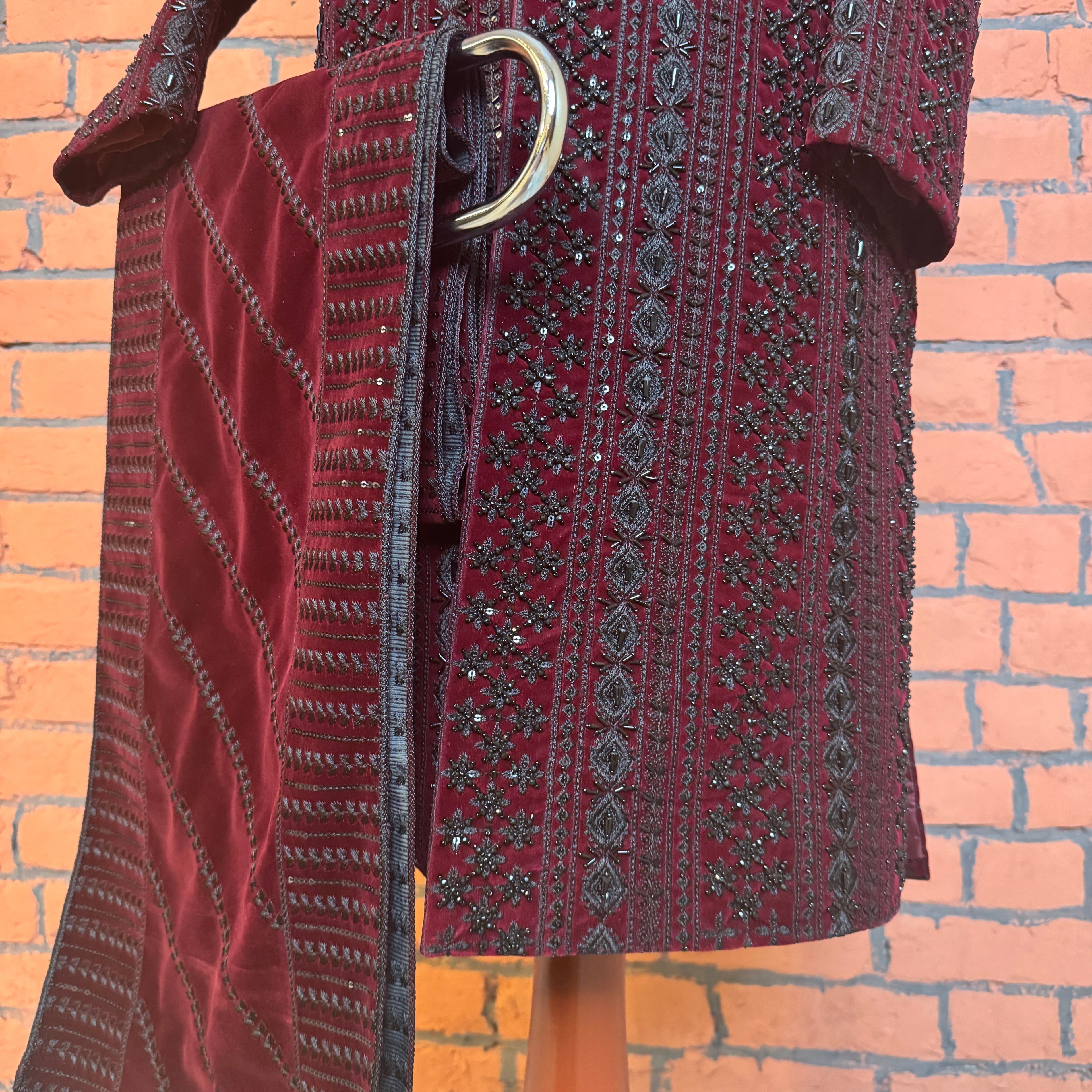 sherwani shawl maroon Raw silk – complete sherwani for men set by The Akbar Mall
