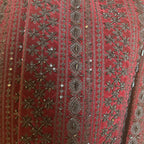 sherwani for men maroon fabric and embroidery texture close-up
