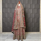 Bridal lehenga pakistani shirt with bottle green embroidery and tilla work