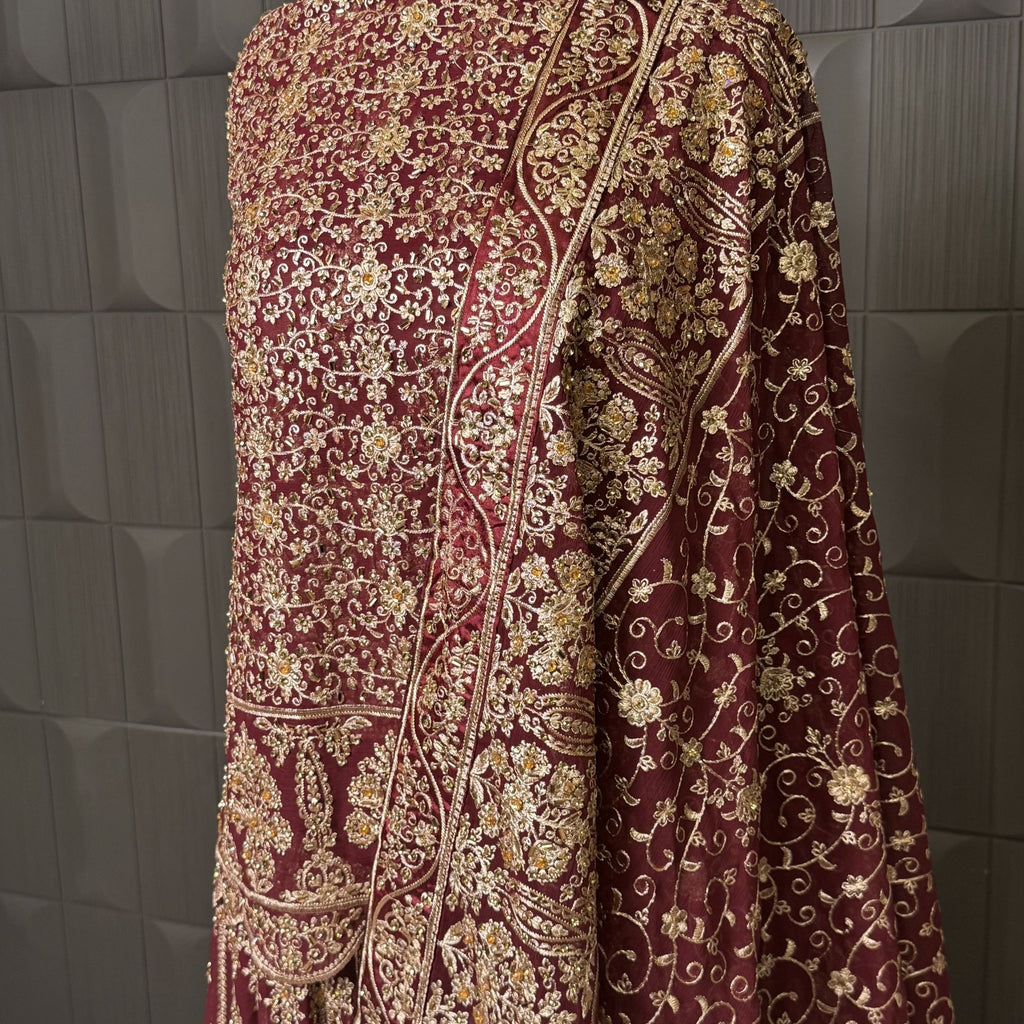 Bridal lehenga pakistani shirt with tilla work stone and motif border front and back PRICE IN PAKISTAN