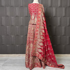 Indian Bridal Lehenga BL006 – Red Chiffon with Machine & Tilla Work