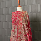 Indian Bridal Lehenga BL006 – Red Chiffon with Machine & Tilla Work