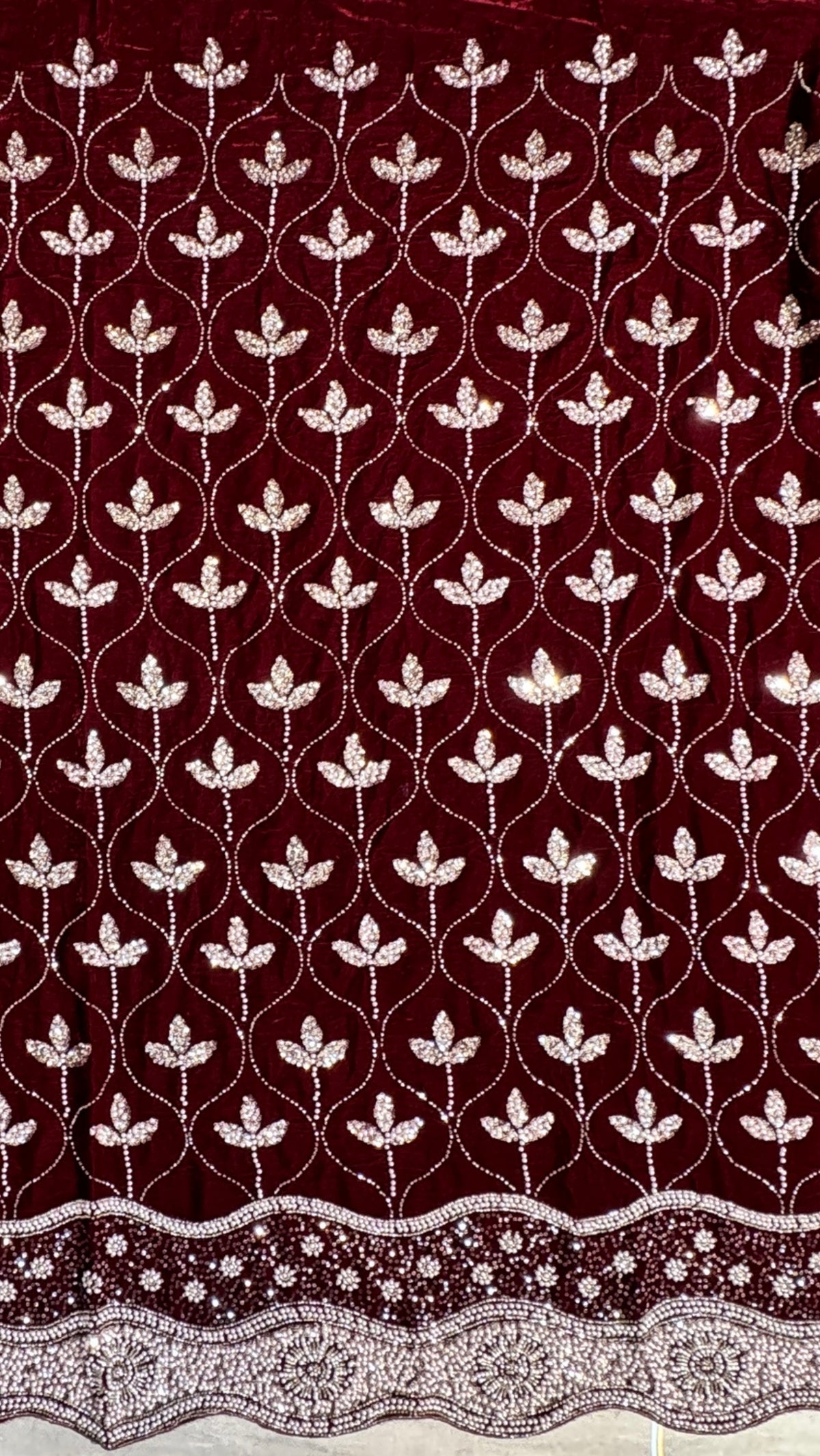 Micro Velvet 9000 Cutdana Suit 3pcs Unstitched | Velvet Cutdana Dress - V006