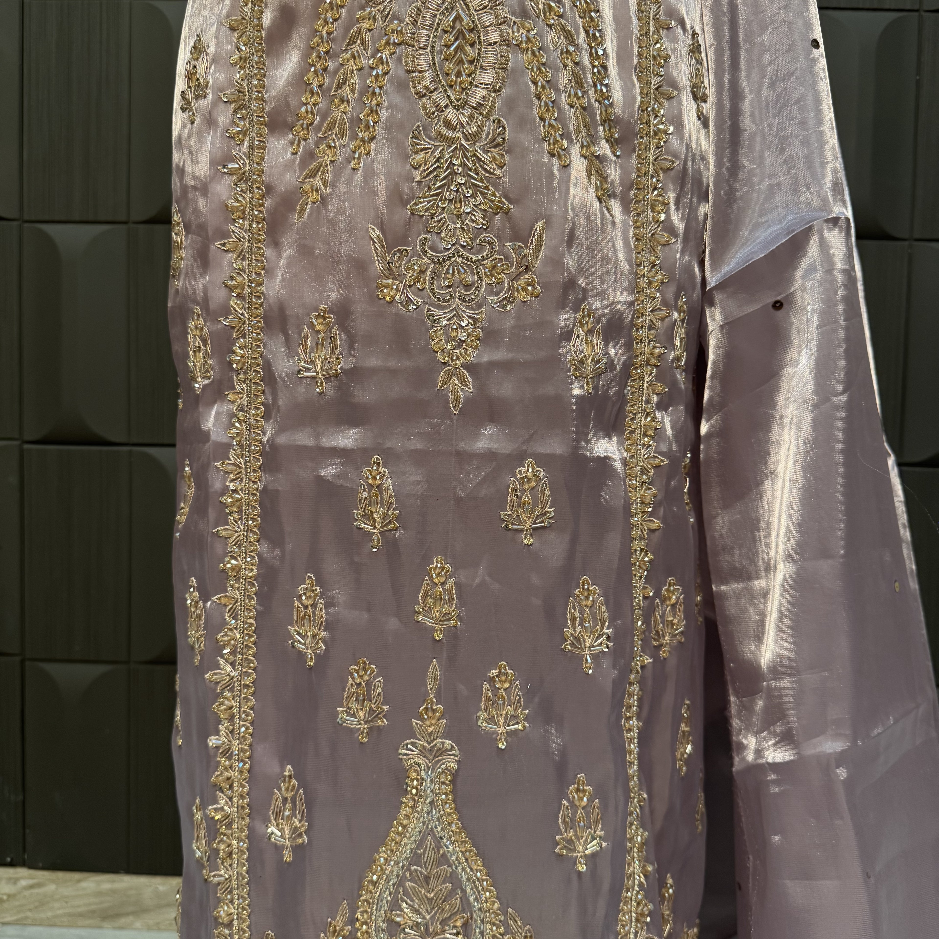 Party Wear Hand Work 4Pcs Unstitched Suits in Lilac – PW002