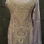 Party Wear Hand Work 4Pcs Unstitched Suits in Lilac – PW002