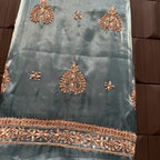 Party Wear Hand Work 4Pcs Unstitched Suit in Aqua Dark Green –  PW004