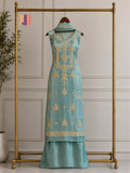 Party Wear Hand Work 4Pcs Unstitched Suit in Aqua Dark Green –  PW004