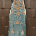 Party Wear Hand Work 4Pcs Unstitched Suit in Aqua Dark Green –  PW004