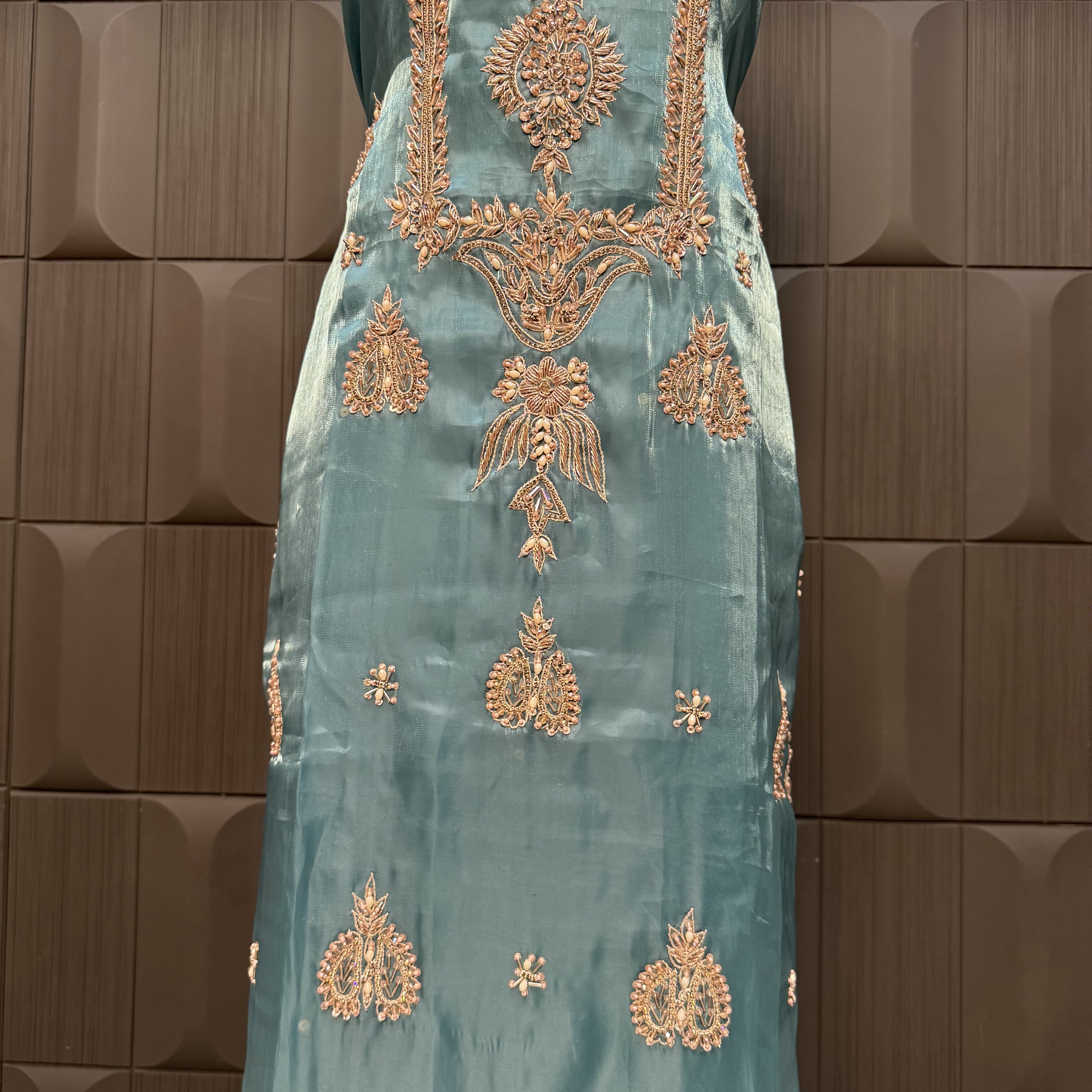 Party Wear Hand Work 4Pcs Unstitched Suit in Aqua Dark Green –  PW004
