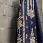 Party Wear Hand Work 4Pcs Unstitched Suit in Blue – PW017