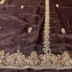 Party Wear Hand Work 4Pcs Unstitched Suit in Chocolate Brown – PW023