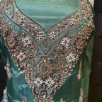 Party Wear Hand Work 4Pcs Unstitched Suit in Dark Green – PW025