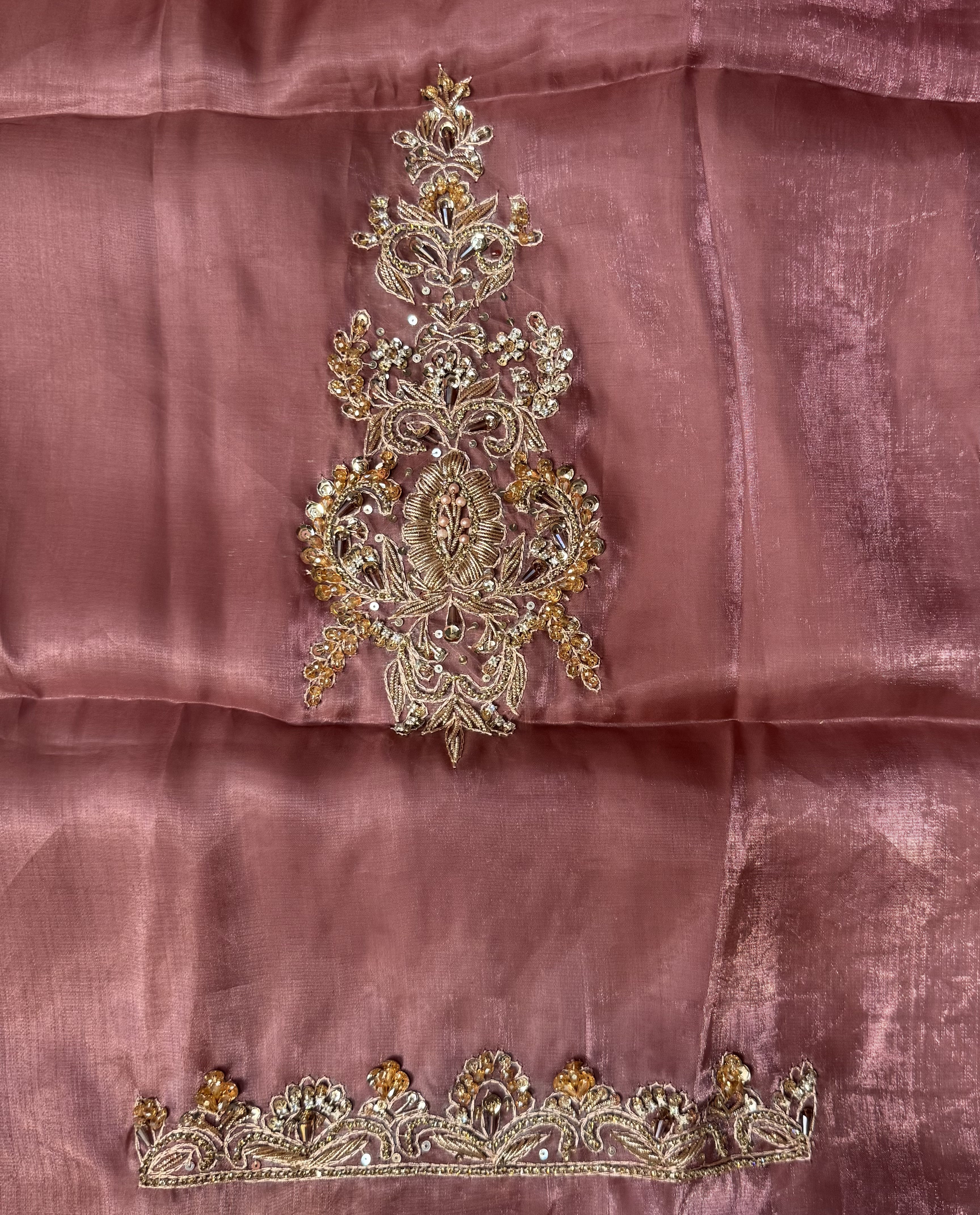 Party Wear Hand Work 4Pcs Unstitched Suit in Dark Pink – PW009