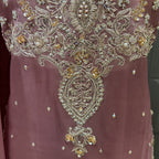 Party Wear Hand Work 4Pcs Unstitched Suit in Dark Pink – PW009