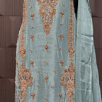 Party Wear Hand Work 4Pcs Unstitched Suit in Dark Pista – PW003