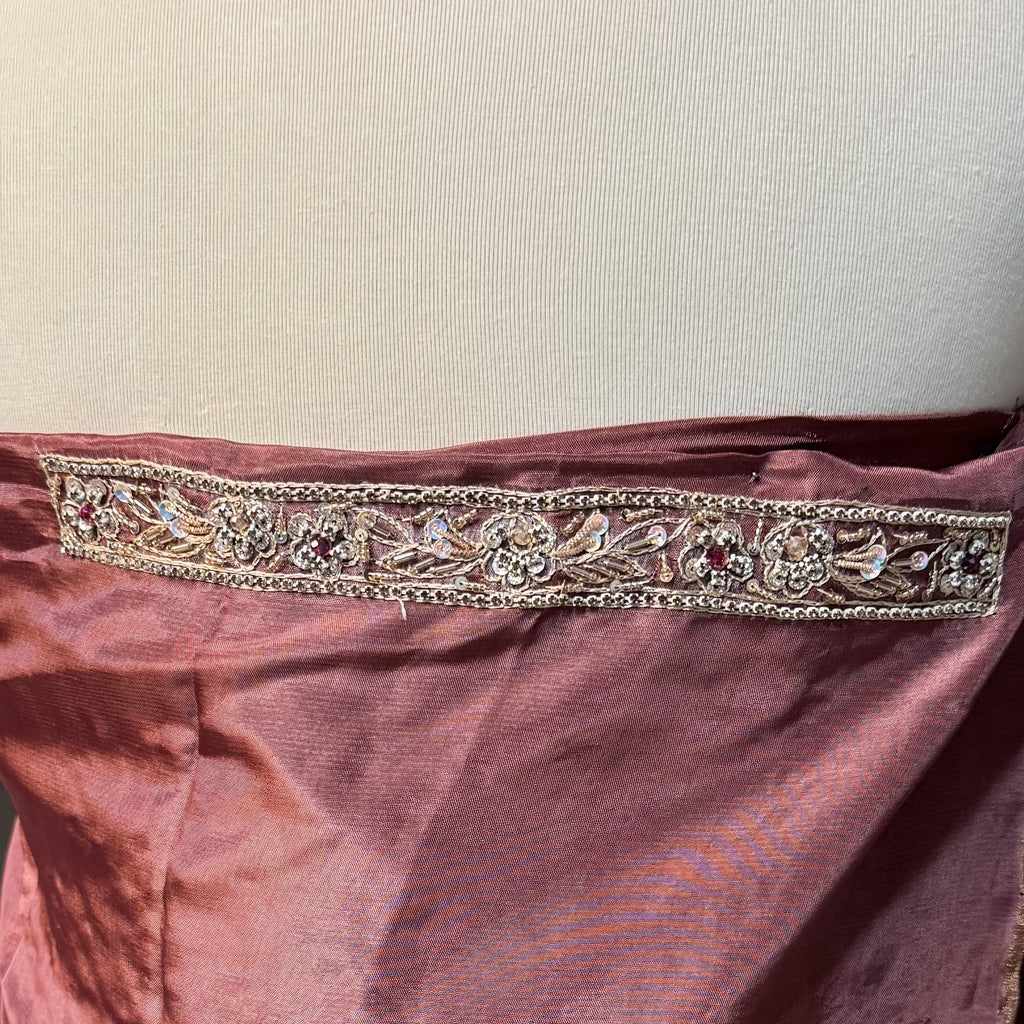 Party Wear Hand Work 4Pcs Unstitched Suit in Dark Tea Pink – PW024