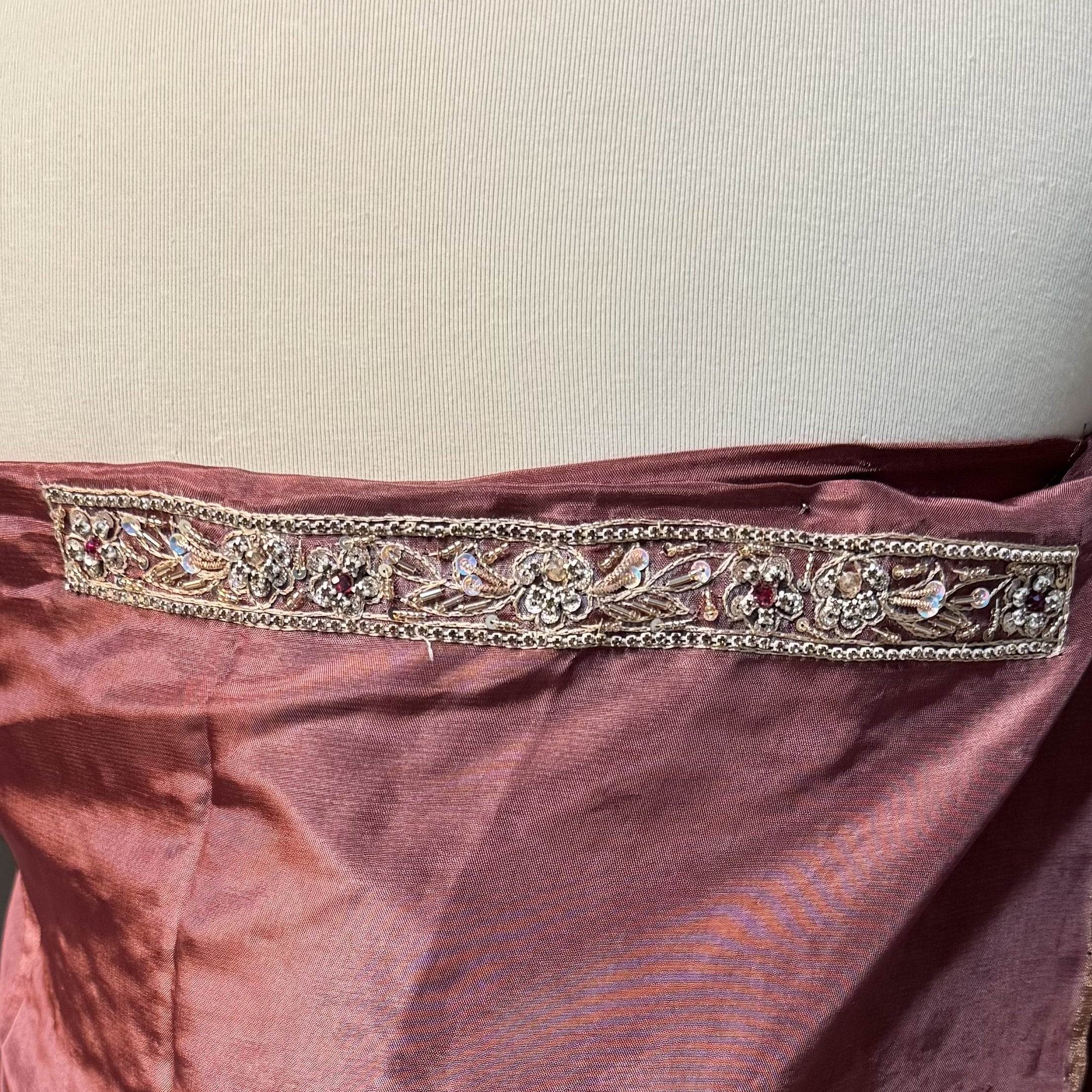 Party Wear Hand Work 4Pcs Unstitched Suit in Dark Tea Pink – PW024