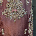 Party Wear Hand Work 4Pcs Unstitched Suit in Dark Tea Pink – PW024