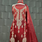 Party Wear Hand Work 4Pcs Unstitched Suit in Light Maroon – PW014