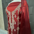 Party Wear Hand Work 4Pcs Unstitched Suit in Light Maroon – PW014
