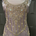 Party Wear Hand Work 4Pcs Unstitched Suit in Light Purple – PW020