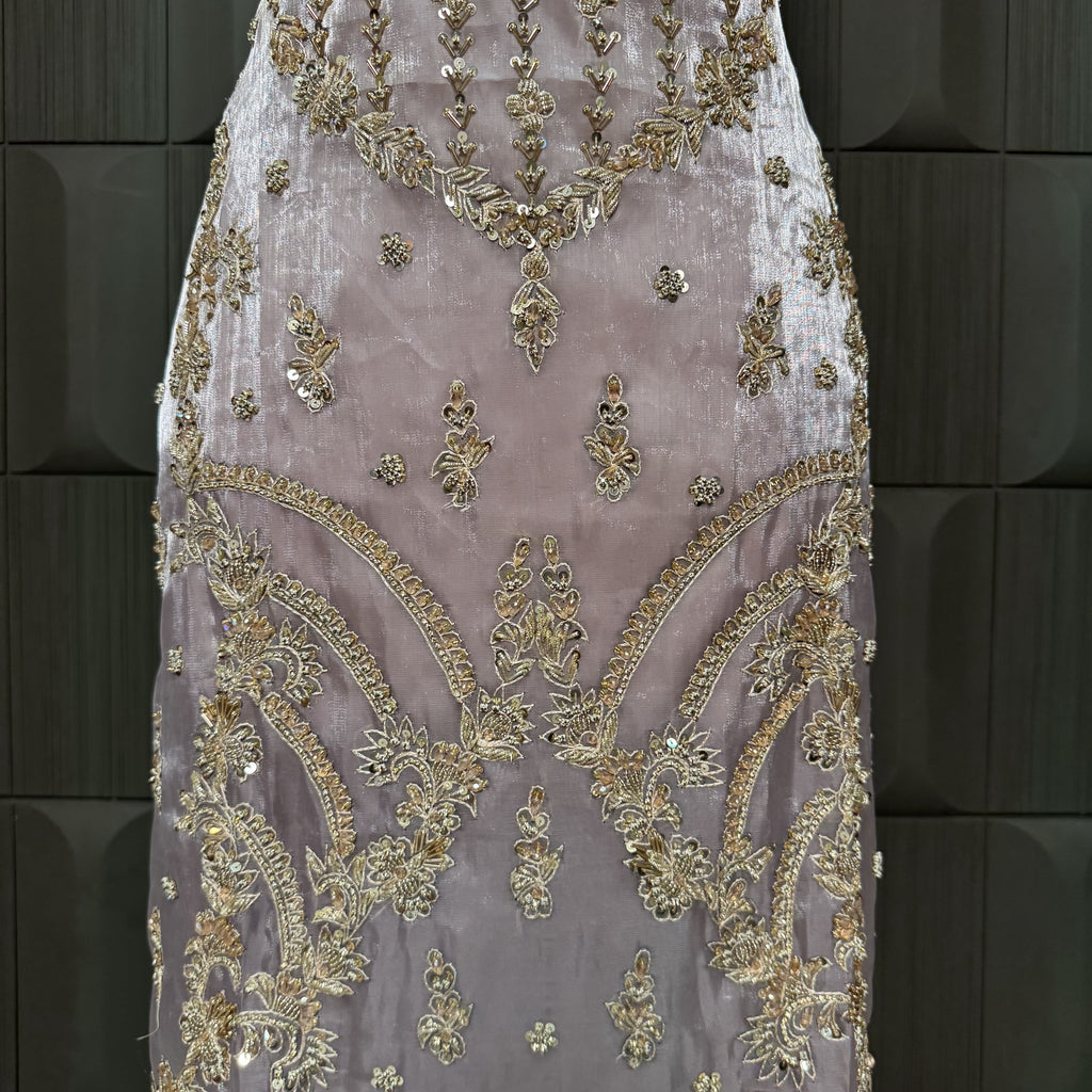 Party Wear Hand Work 4Pcs Unstitched Suit in Light Purple – PW020