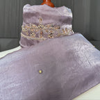 Party Wear Hand Work 4Pcs Unstitched Suit in Light Purple – PW020