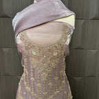 Party Wear Hand Work 4Pcs Unstitched Suit in Light Purple – PW020