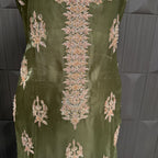 Party Wear Hand Work 4Pcs Unstitched Suit in Mehndi Green – PW016