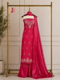 Party Wear Hand Work 4Pcs Unstitched Suit in Red – PW007