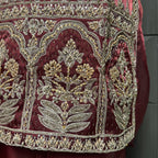 Party Wear Hand Work 4Pcs Unstitched Suit in Rust Sheesha Silk – PW018